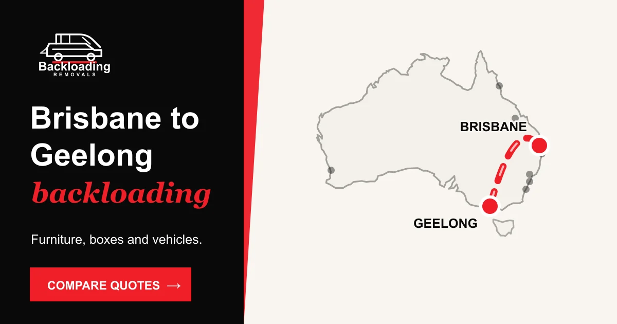Brisbane to Geelong backloading route with Backloading Removals