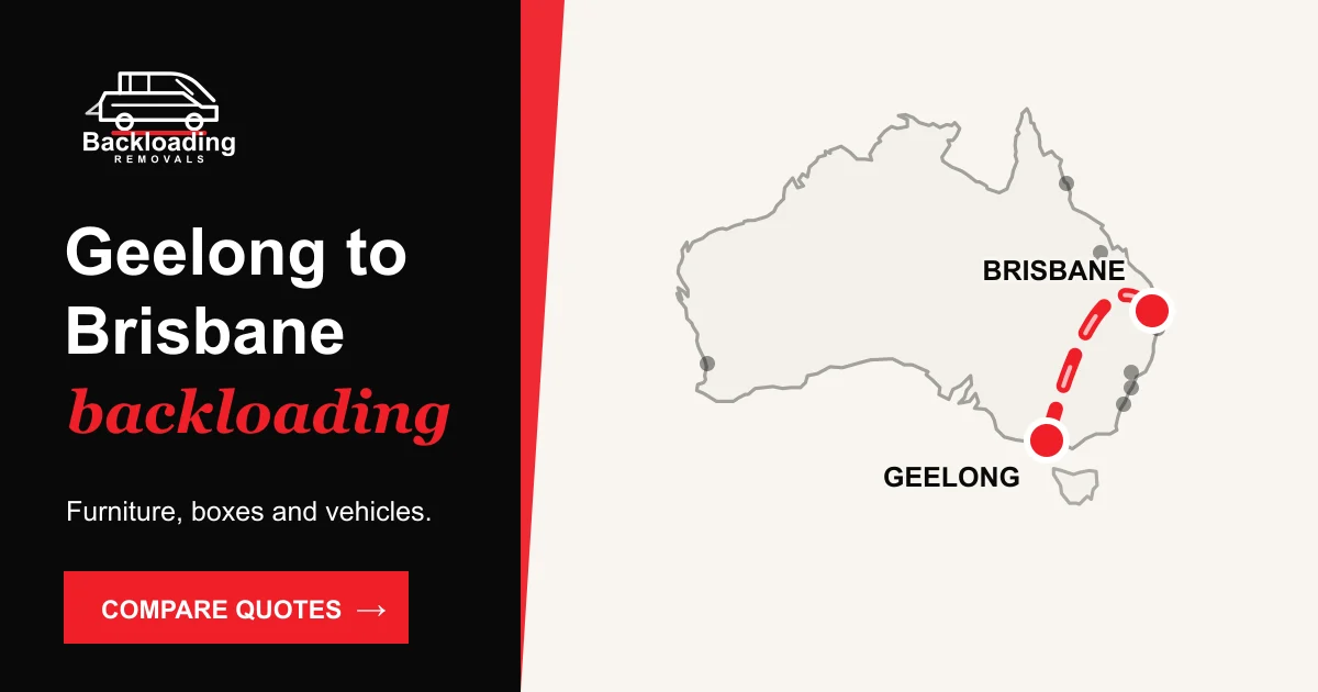 Geelong to Brisbane backloading route with Backloading Removals