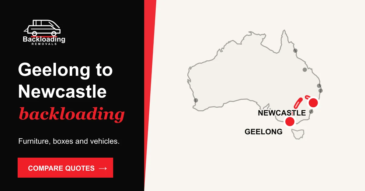 Geelong to Newcastle backloading route with Backloading Removals