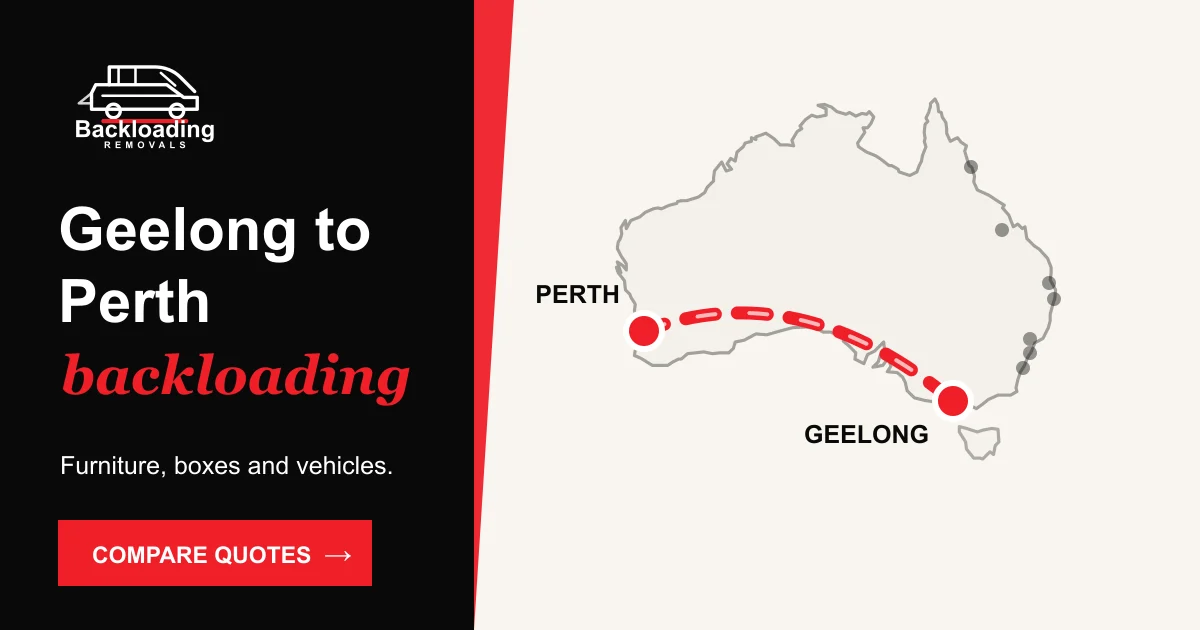 Geelong to Perth backloading route with Backloading Removals