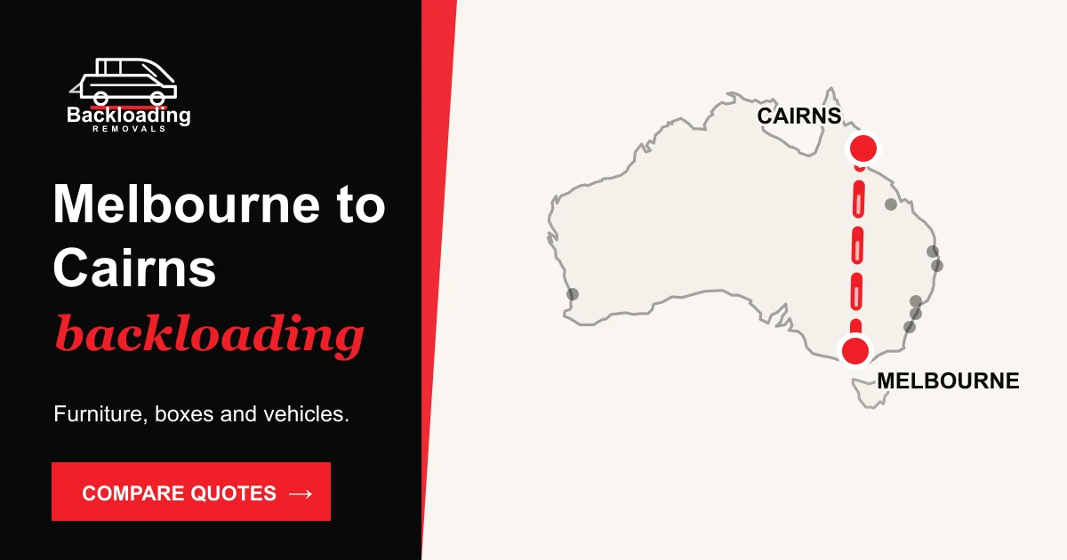 Melbourne to Cairns backloading route with Backloading Removals