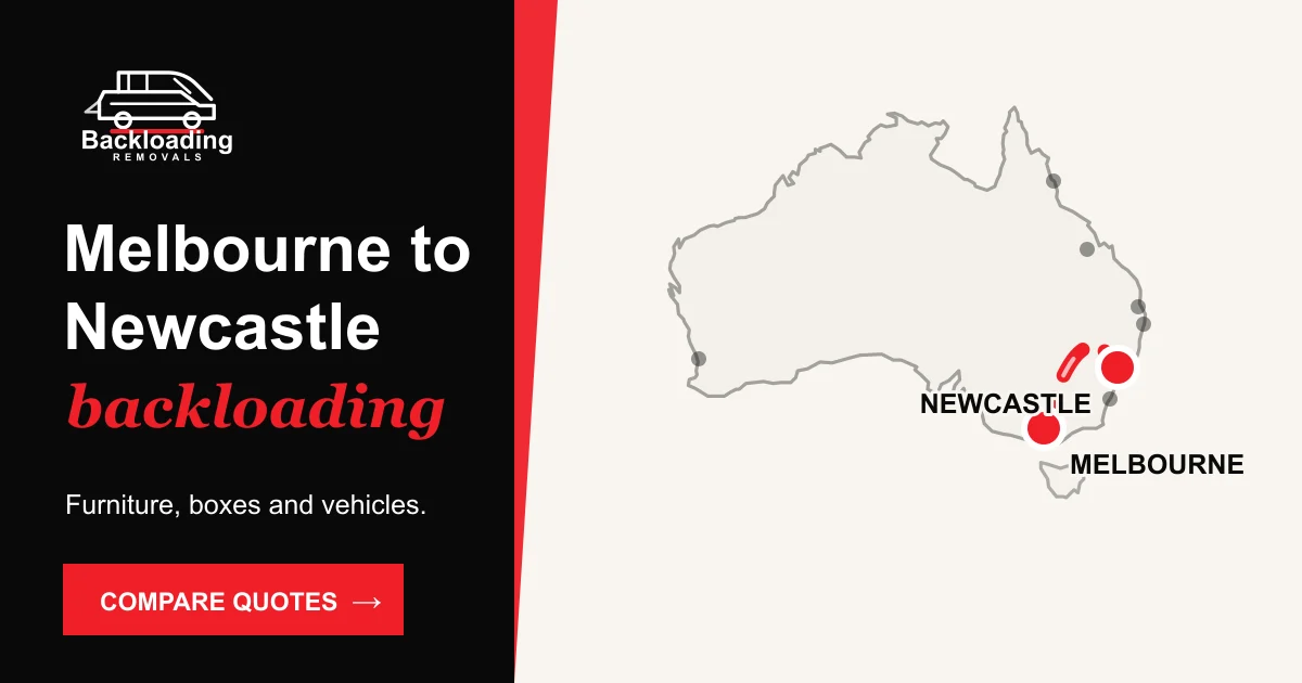 Melbourne to Newcastle backloading route with Backloading Removals