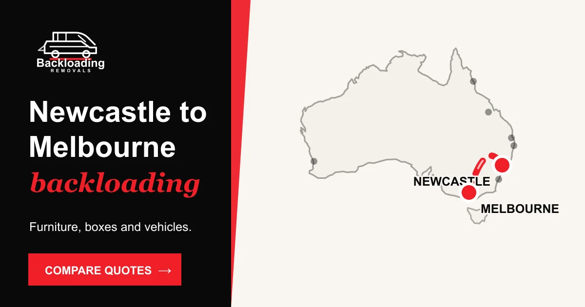 Newcastle to Melbourne backloading route with Backloading Removals