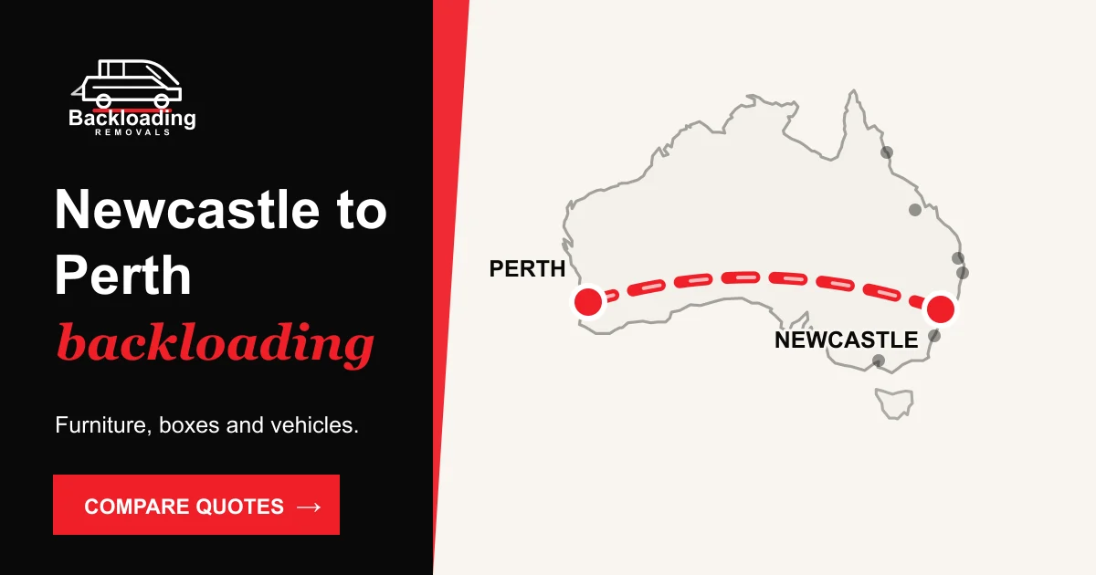 Newcastle to Perth backloading route with Backloading Removals