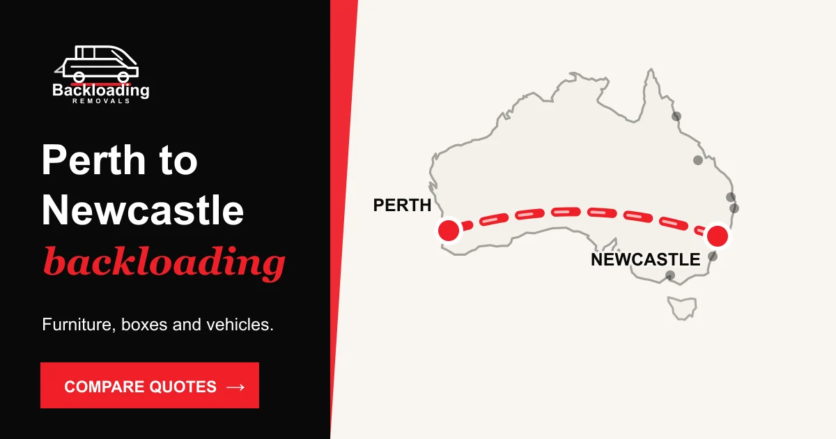 Perth to Newcastle backloading route with Backloading Removals