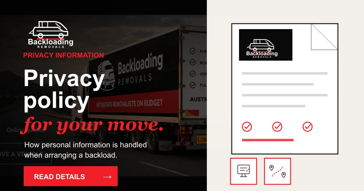 Privacy Policy branded information image for Backloading Removals