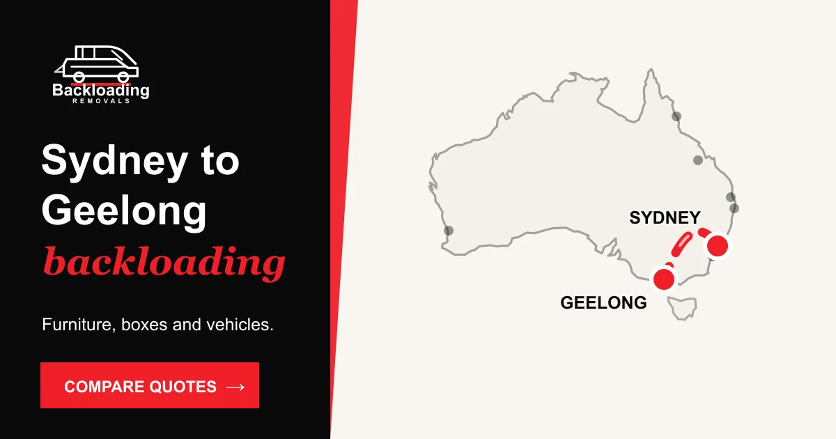 Sydney to Geelong backloading route with Backloading Removals