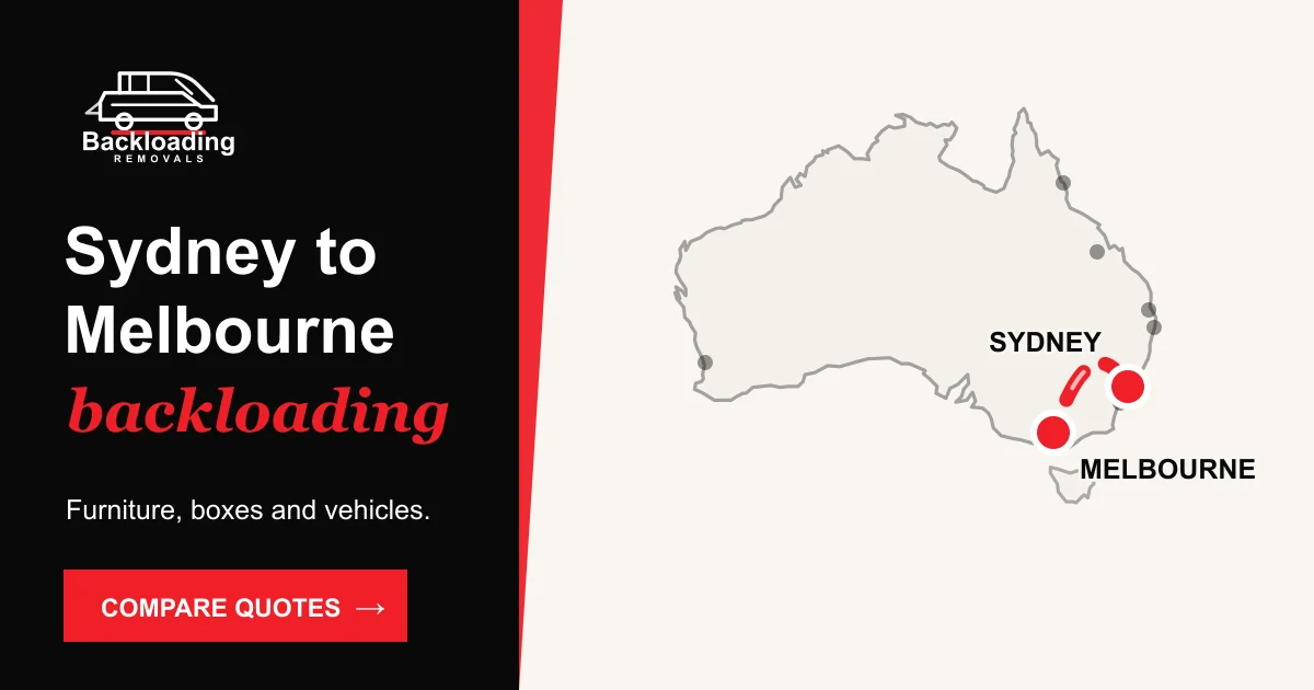 Sydney to Melbourne backloading route with Backloading Removals