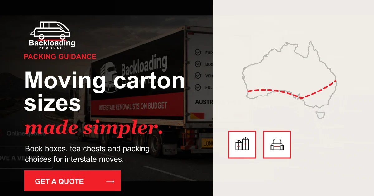 Removalist carton sizes branded packing image