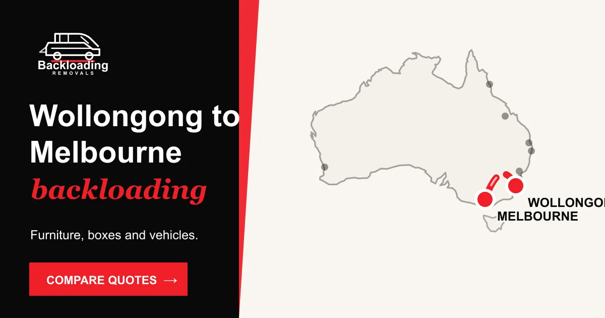 Wollongong to Melbourne backloading route with Backloading Removals